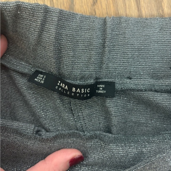 Zara Wide Leg Pants Silver Elastic Cropped S - Picture 4 of 4